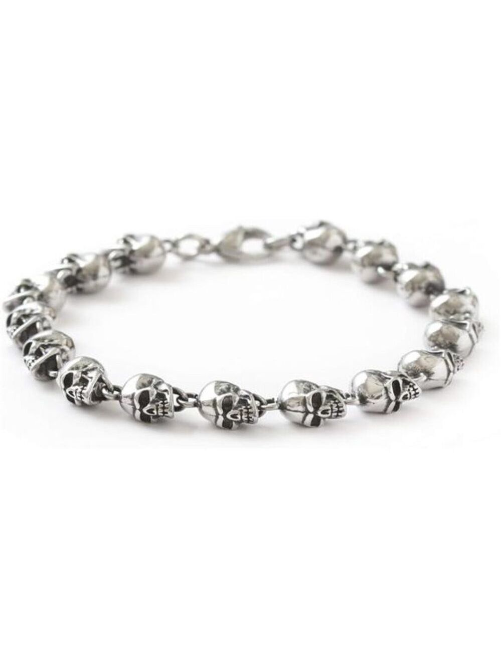 stainless steel skull bracelet mens gothic punk rock biker chain bead jewelry